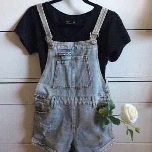Romwe denim overalls shorts